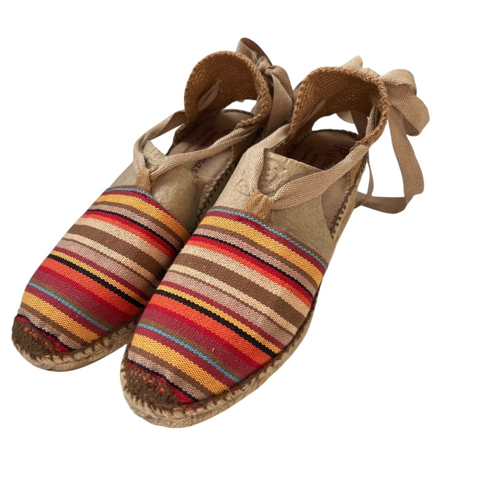 Ramoncinas Espadrilles Size 38 Wedges Ankle Straps Colourful Stripes